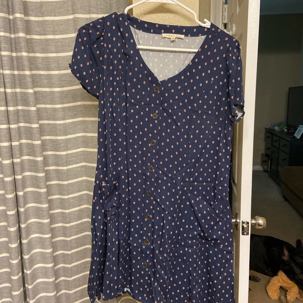 Navy Copper Key Dress Size XS